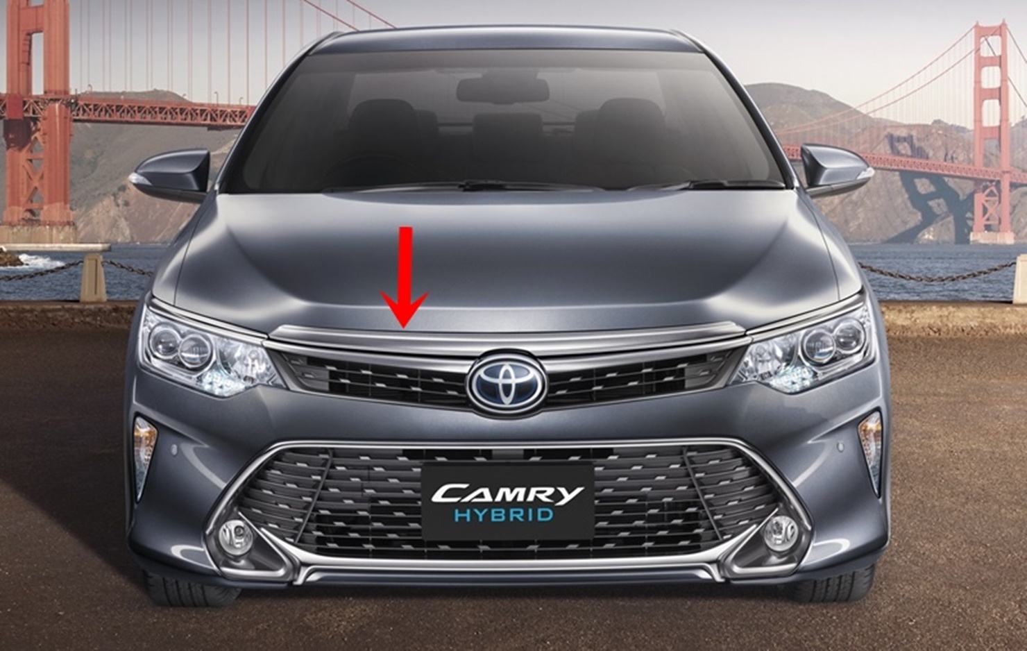 คิ้วฝากระโปรงหน้า TOYOTA CAMRY ปี2015-2018 (ชุบโครเมี่ยม) แท้ศูนย์ (HYBRID ใช้ได้) - Image 4
