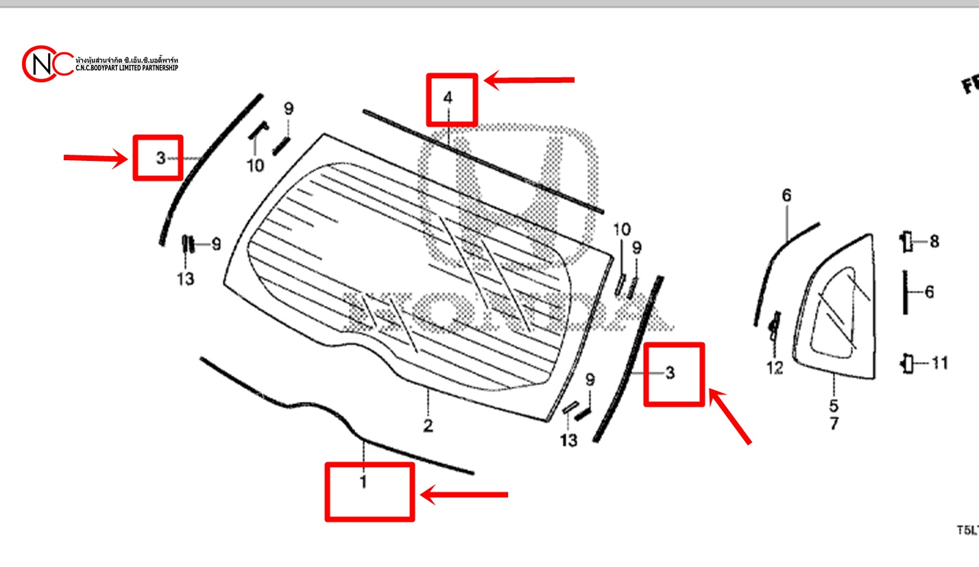 ยางขอบกระจกบังลมหลัง HONDA JAZZ GK ปี2014-2023 แท้ศูนย์ (ระบุ ตำแหน่ง) (เส้นบน - เส้นล่าง - ซ้าย ขวา) (ราคา ต่อเส้น) - Image 3